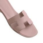 HERMES Box Calfskin Oran Sandals Rose Pale - Image 4
