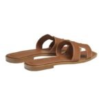 Hermes Brown Leather Oran FlatSandals - Image 3