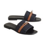 Hermes Giulia sandal Bleu Brut / Naturel - Image 3