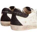 Golden goose Super-Star in nappa leather with gold glitter star and black glitter heel tab - Image 4