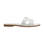 Hermès White Leather Oran Flats Slipper