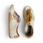 Golden Goose Women's True-Star in white nappa leather with gold star and beige suede heel tab - Image 2