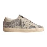 Golden Goose Women's Super-Star in silver glitter with ice-gray suede star