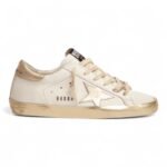 Golden Goose Super-Star with gold sparkle foxing and metal stud lettering