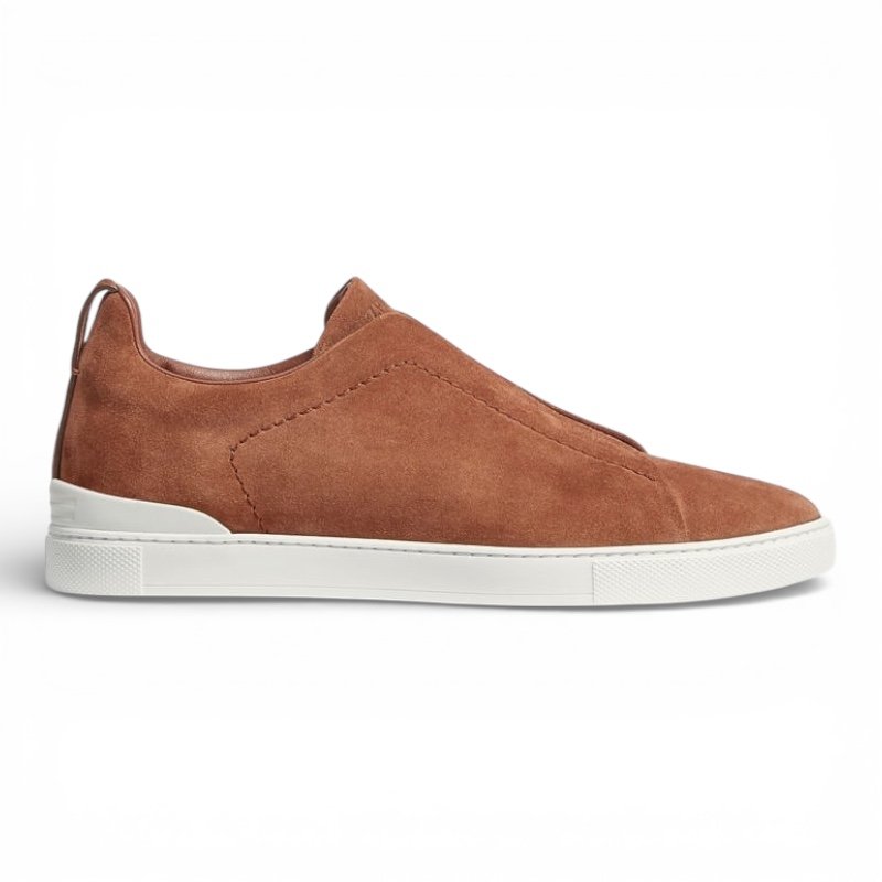 Photoroom_20260101_080646 Zegna Suede Triple Stitch Tobacco Men's - Image 1