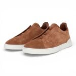Zegna Suede Triple Stitch Tobacco Men's - Image 3