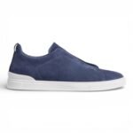Zegna Suede Triple Stitch Navy Men's