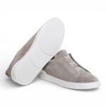Zegna Suede Triple Stitch Grey Men's - Image 5