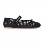 Miu Miu Woven Nappa Leather Ballerinas in Black