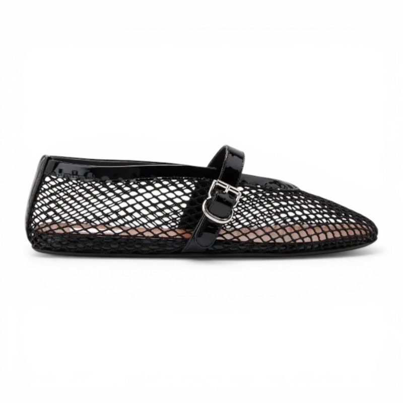 IMG_7167-Photoroom Alaia Fishnet Ballerina Flats | Black - Image 1