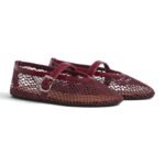 Alaia Fishnet Ballerina Flats | Burghandy - Image 3