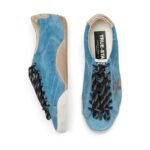 Golden Goose True-Star in teal suede with black star and cream heel tab - Image 3