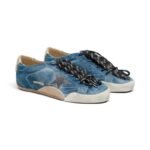 Golden Goose True-Star in teal suede with black star and cream heel tab - Image 2