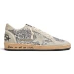 Golden Goose Ball Star in silver glitter with ice-gray suede inserts