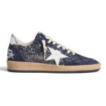 Golden Goose Ball Star in Blue with leather star and metallic leather heel tab