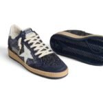 Golden Goose Ball Star in Blue with leather star and metallic leather heel tab - Image 2