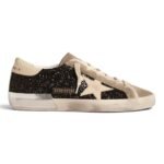Golden Goose in black glitter with cream star and suede insert