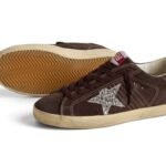 Golden Goose Super-Star in brown suede with silver glitter star - Image 2