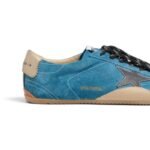 Golden Goose True-Star in teal suede with black star and cream heel tab - Image 4
