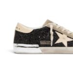 Golden Goose in black glitter with cream star and suede insert - Image 4